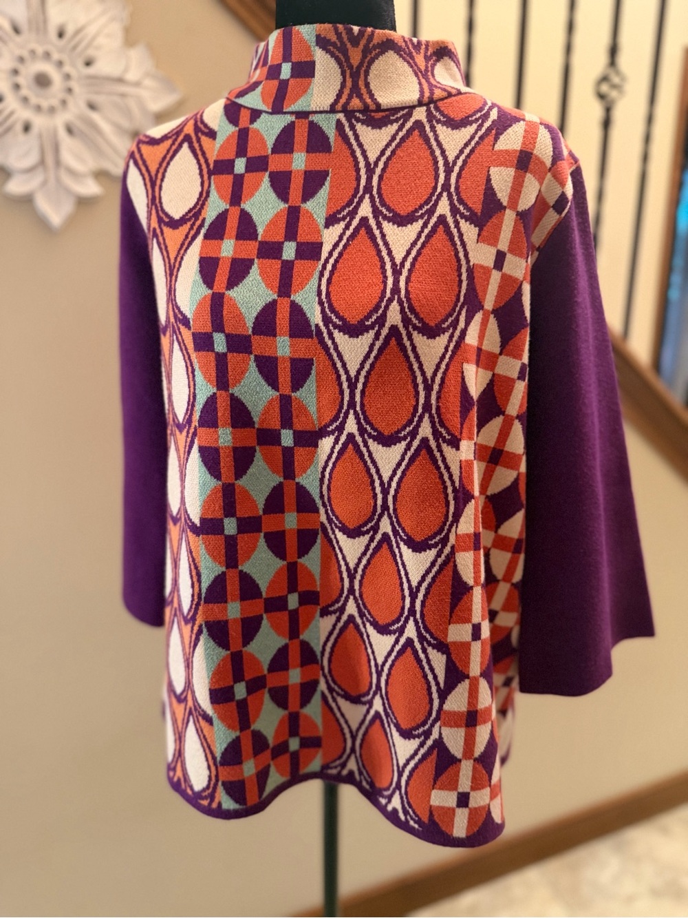 Fate Women’s Small Retro Geometric Mock Neck Sweater EUC